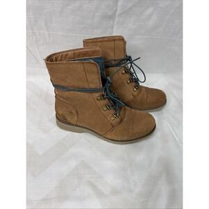 The North Face Ballard‎ lace II brown with quilted teal lace up combat boots 5.5